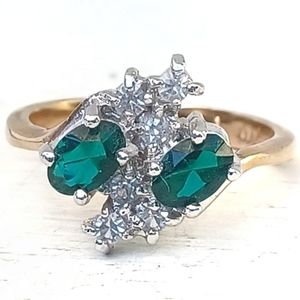 DAC Emerald and CZ Gold Ring